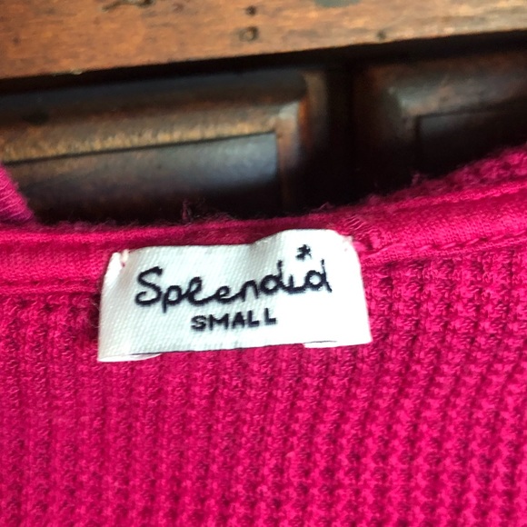 Splendid Pink Thermal Light Hooded Pullover - Picture 2 of 6